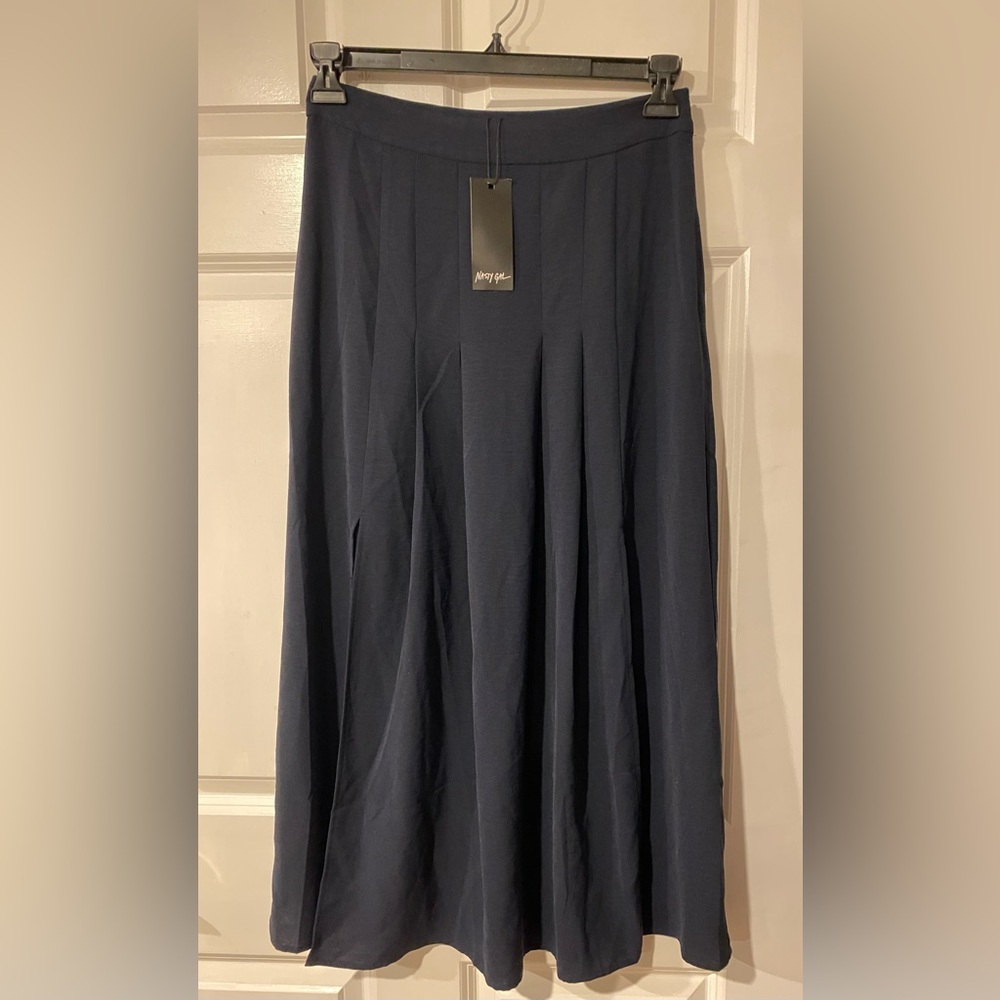 Nasty Gal Collection Navy Dual Split Midi Skirt US6/UK10